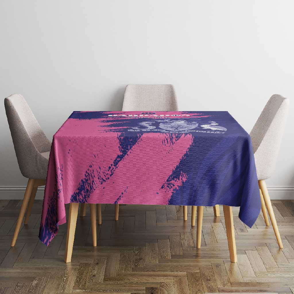 Barbados Royals Cricket Custom Tablecloth Coat Of Arms Pink - Blue Color - African Pride