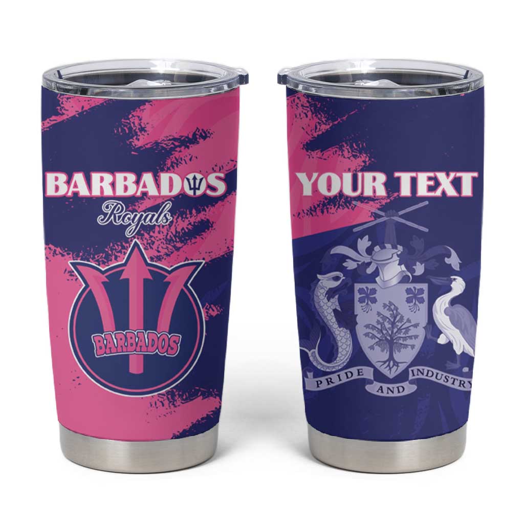 Barbados Royals Cricket Custom Tumbler Cup Coat Of Arms Pink - Blue Color - African Pride