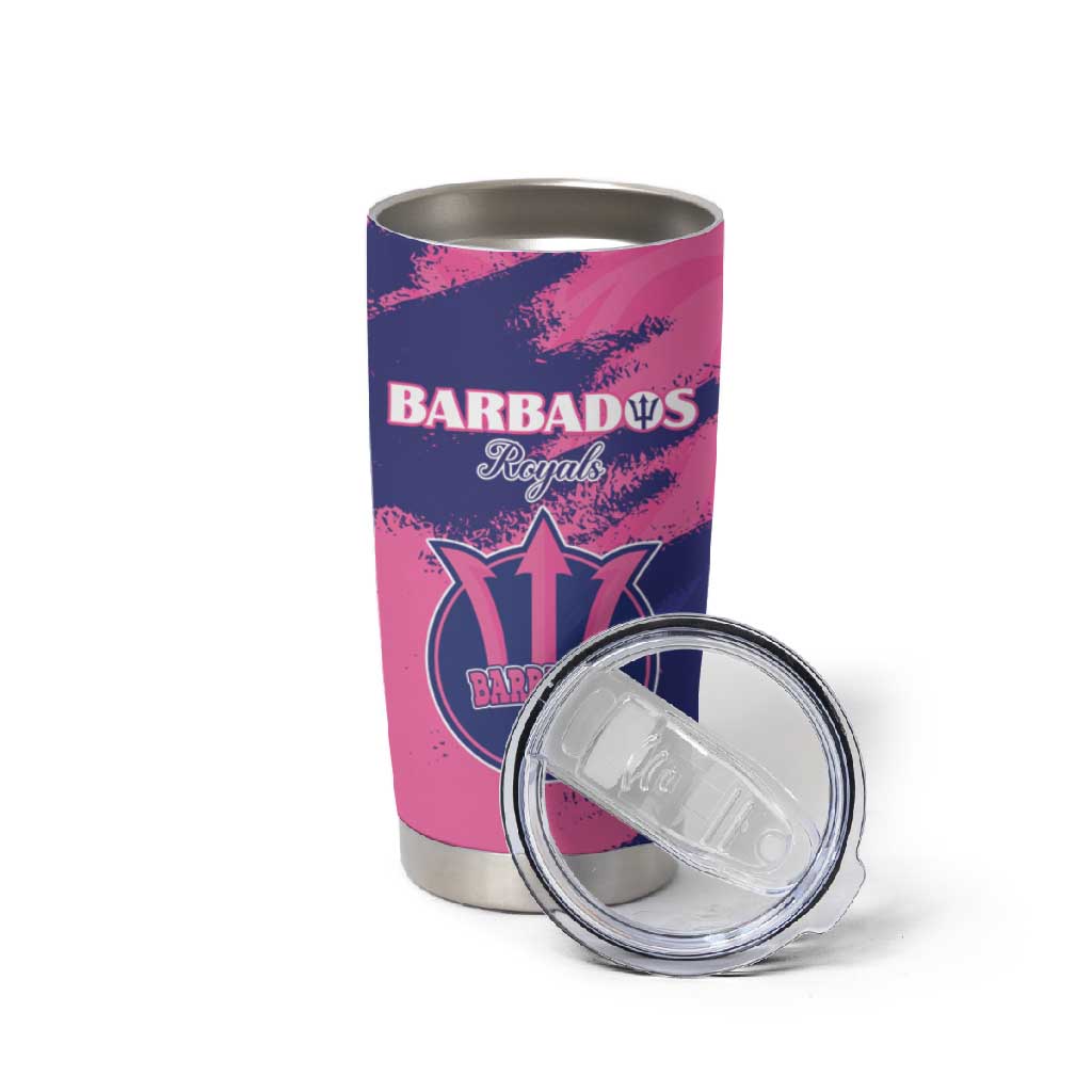 Barbados Royals Cricket Custom Tumbler Cup Coat Of Arms Pink - Blue Color - African Pride