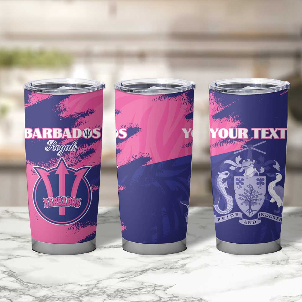 Barbados Royals Cricket Custom Tumbler Cup Coat Of Arms Pink - Blue Color - African Pride