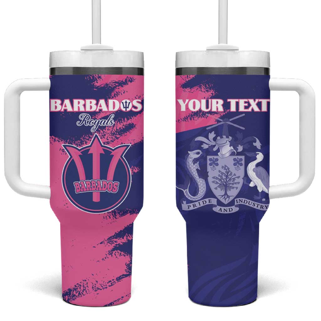 Barbados Royals Cricket Custom Tumbler With Handle Coat Of Arms Pink - Blue Color - African Pride