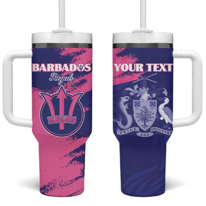Barbados Royals Cricket Custom Tumbler With Handle Coat Of Arms Pink - Blue Color - African Pride