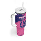 Barbados Royals Cricket Custom Tumbler With Handle Coat Of Arms Pink - Blue Color - African Pride