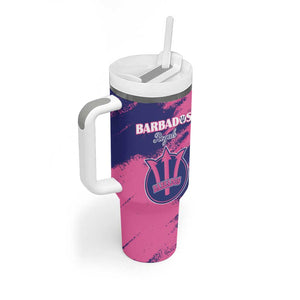 Barbados Royals Cricket Custom Tumbler With Handle Coat Of Arms Pink - Blue Color - African Pride