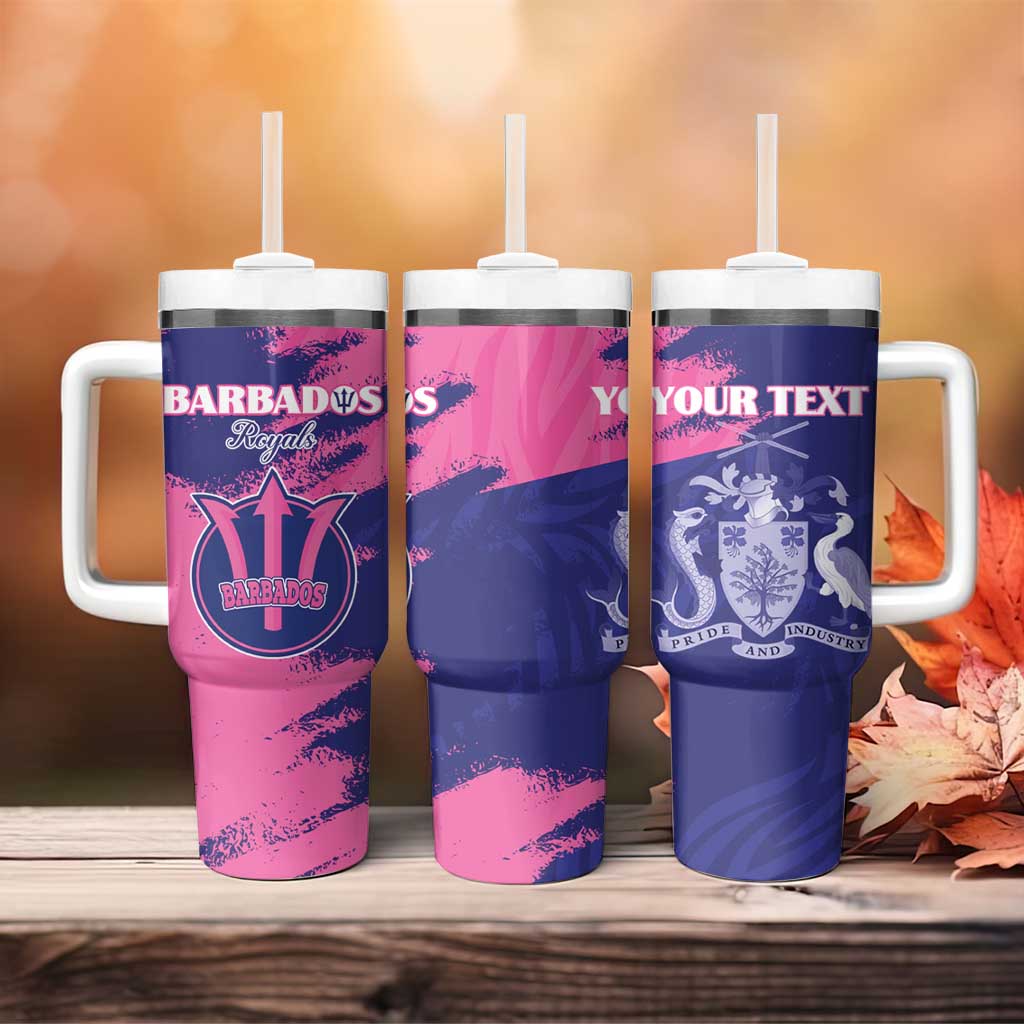 Barbados Royals Cricket Custom Tumbler With Handle Coat Of Arms Pink - Blue Color - African Pride