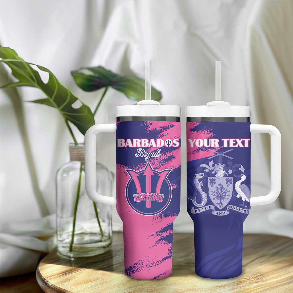 Barbados Royals Cricket Custom Tumbler With Handle Coat Of Arms Pink - Blue Color - African Pride