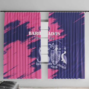 Barbados Royals Cricket Custom Window Curtain Coat Of Arms Pink - Blue Color - African Pride
