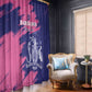 Barbados Royals Cricket Custom Window Curtain Coat Of Arms Pink - Blue Color - African Pride