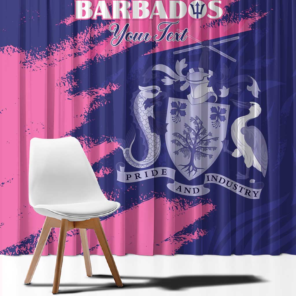 Barbados Royals Cricket Custom Window Curtain Coat Of Arms Pink - Blue Color - African Pride