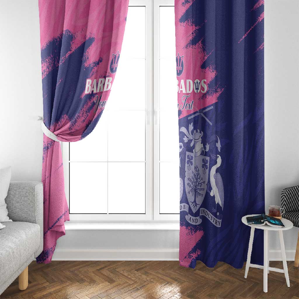 Barbados Royals Cricket Custom Window Curtain Coat Of Arms Pink - Blue Color - African Pride