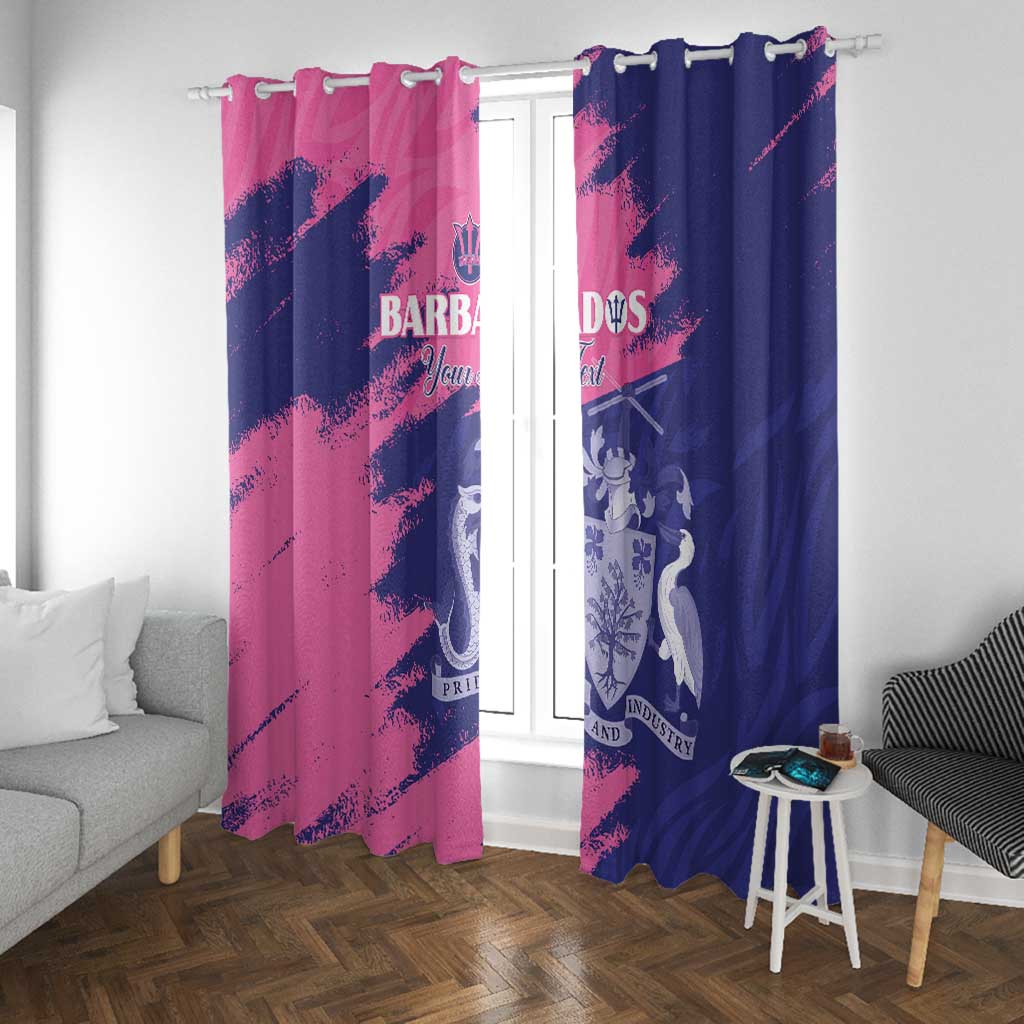 Barbados Royals Cricket Custom Window Curtain Coat Of Arms Pink - Blue Color - African Pride