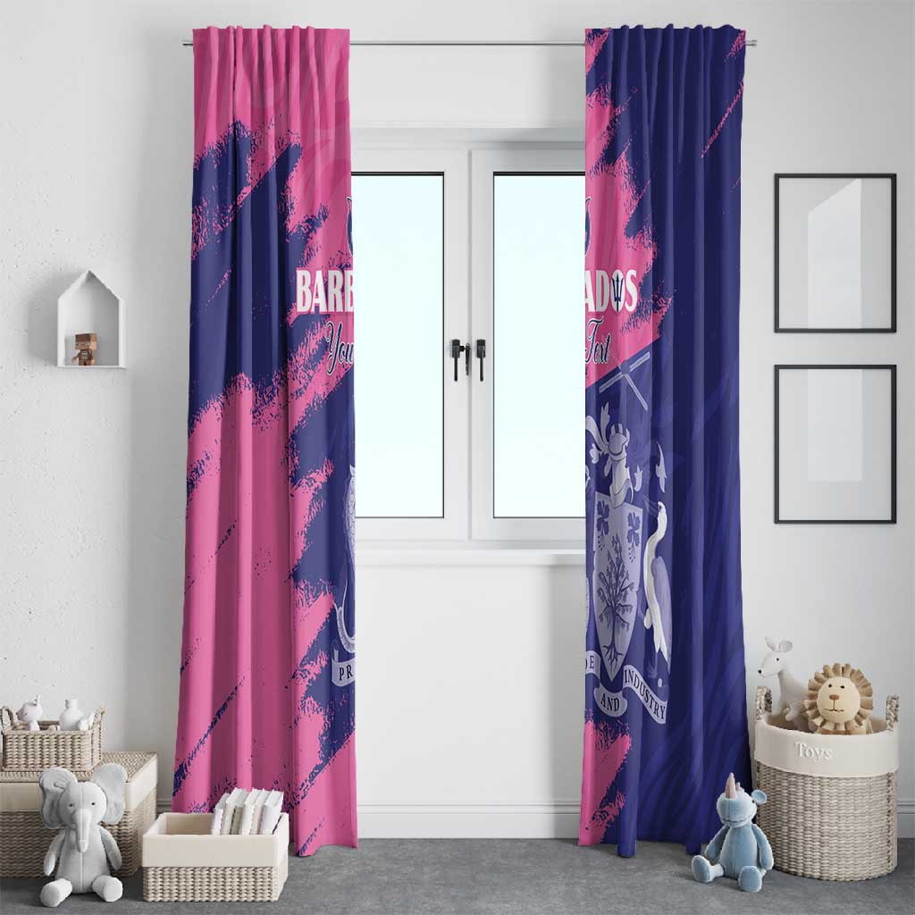 Barbados Royals Cricket Custom Window Curtain Coat Of Arms Pink - Blue Color - African Pride