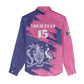 Barbados Royals Cricket Custom Women Casual Shirt Coat Of Arms Pink - Blue Color - African Pride