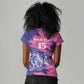 Barbados Royals Cricket Custom Women V-Neck T-Shirt Coat Of Arms Pink - Blue Color - African Pride