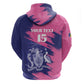 Barbados Royals Cricket Custom Zip Hoodie Coat Of Arms Pink - Blue Color - African Pride