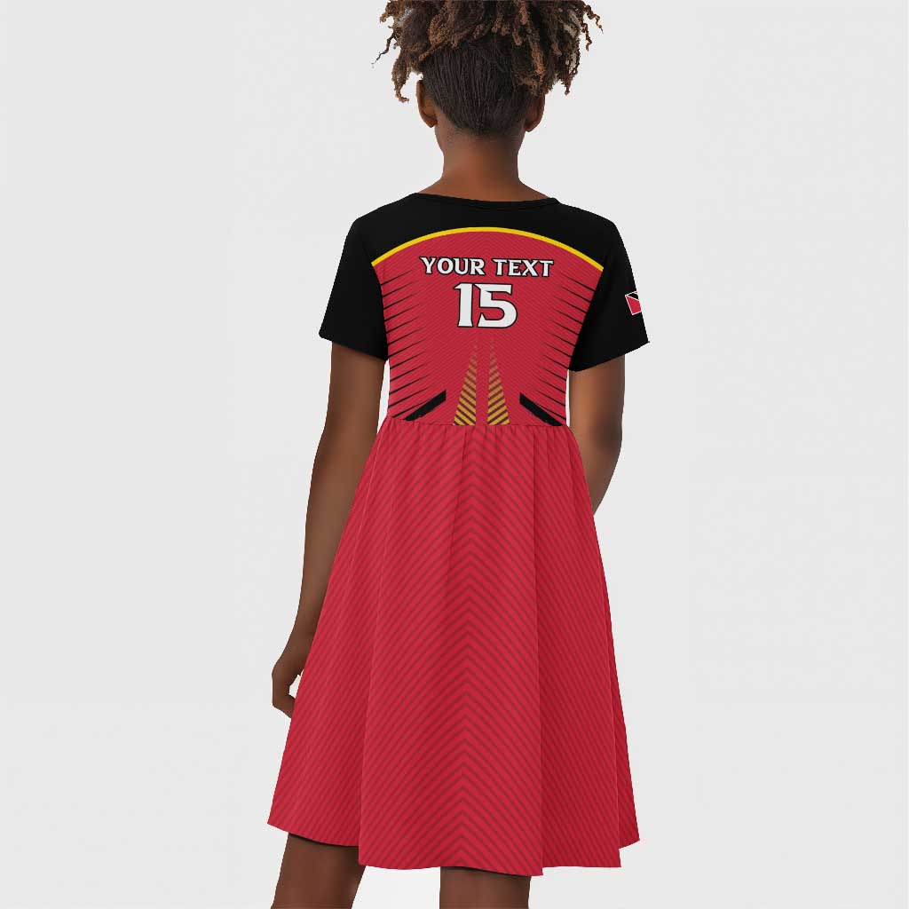 Trinidad and Tobago Cricket Custom Kid Short Sleeve Dress Trinbago Strong - African Pride