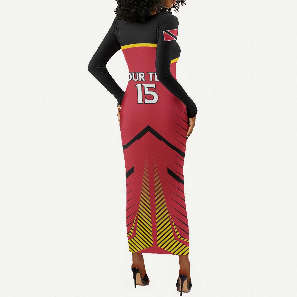 Trinidad and Tobago Cricket Custom Long Sleeve Bodycon Dress Trinbago Strong - African Pride