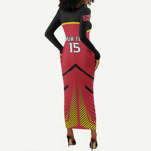 Trinidad and Tobago Cricket Custom Long Sleeve Bodycon Dress Trinbago Strong - African Pride