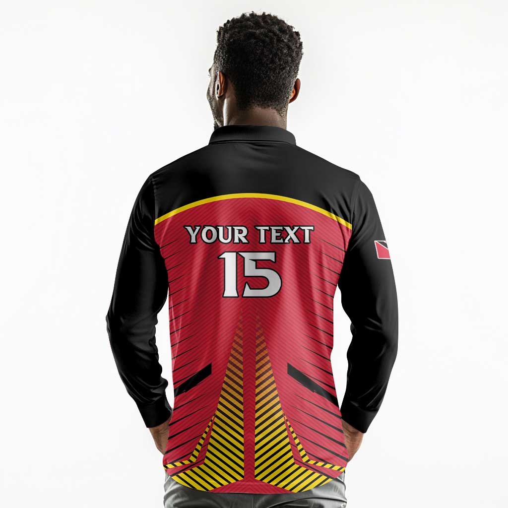 Trinidad and Tobago Cricket Custom Long Sleeve Polo Shirt Trinbago Strong - African Pride