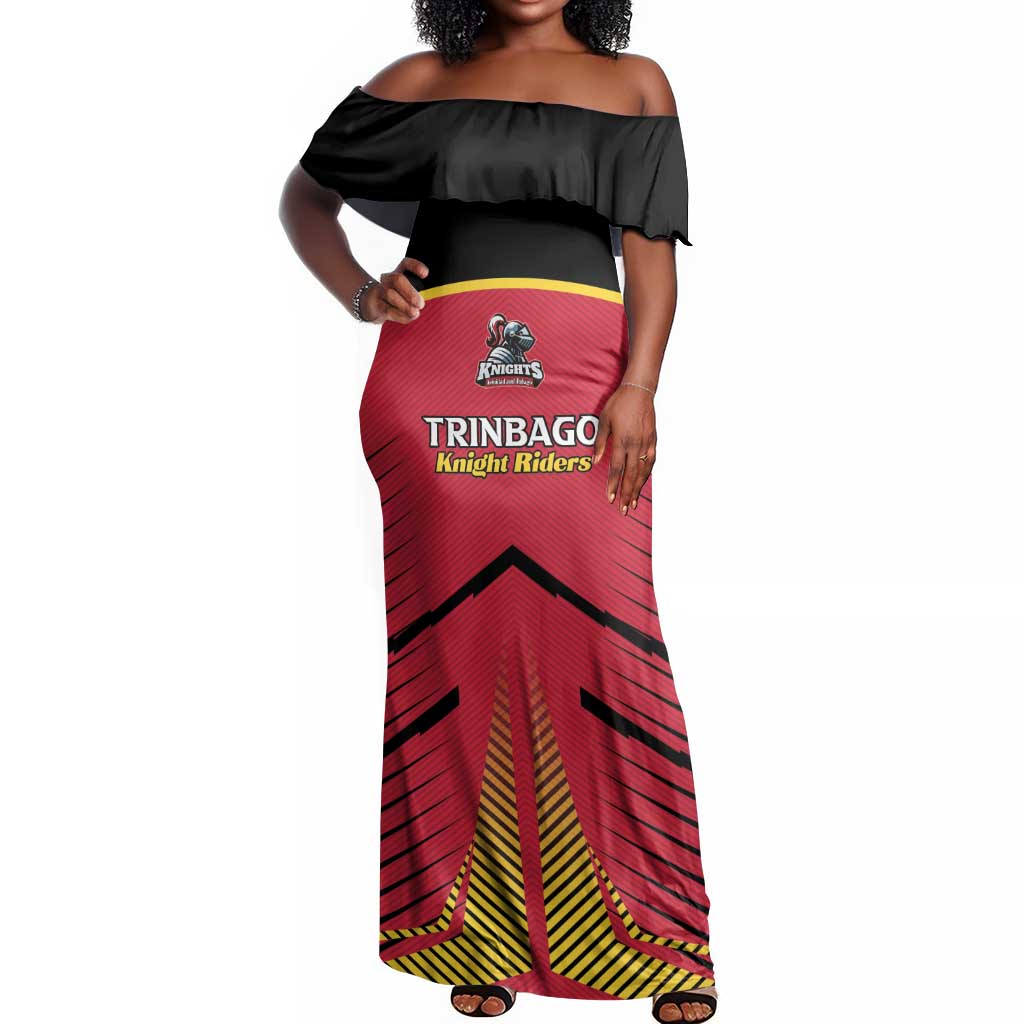Trinidad and Tobago Cricket Custom Off Shoulder Maxi Dress Trinbago Strong - African Pride