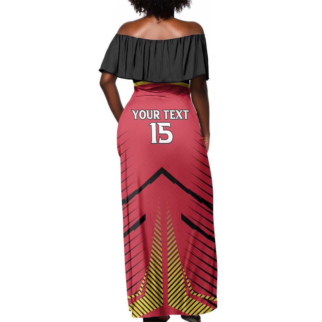 Trinidad and Tobago Cricket Custom Off Shoulder Maxi Dress Trinbago Strong - African Pride