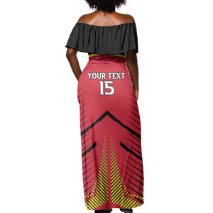 Trinidad and Tobago Cricket Custom Off Shoulder Maxi Dress Trinbago Strong - African Pride
