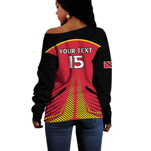 Trinidad and Tobago Cricket Custom Off Shoulder Sweater Trinbago Strong - African Pride