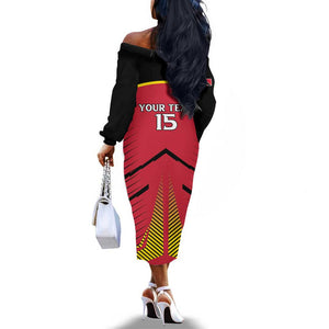 Trinidad and Tobago Cricket Custom Off The Shoulder Long Sleeve Dress Trinbago Strong - African Pride