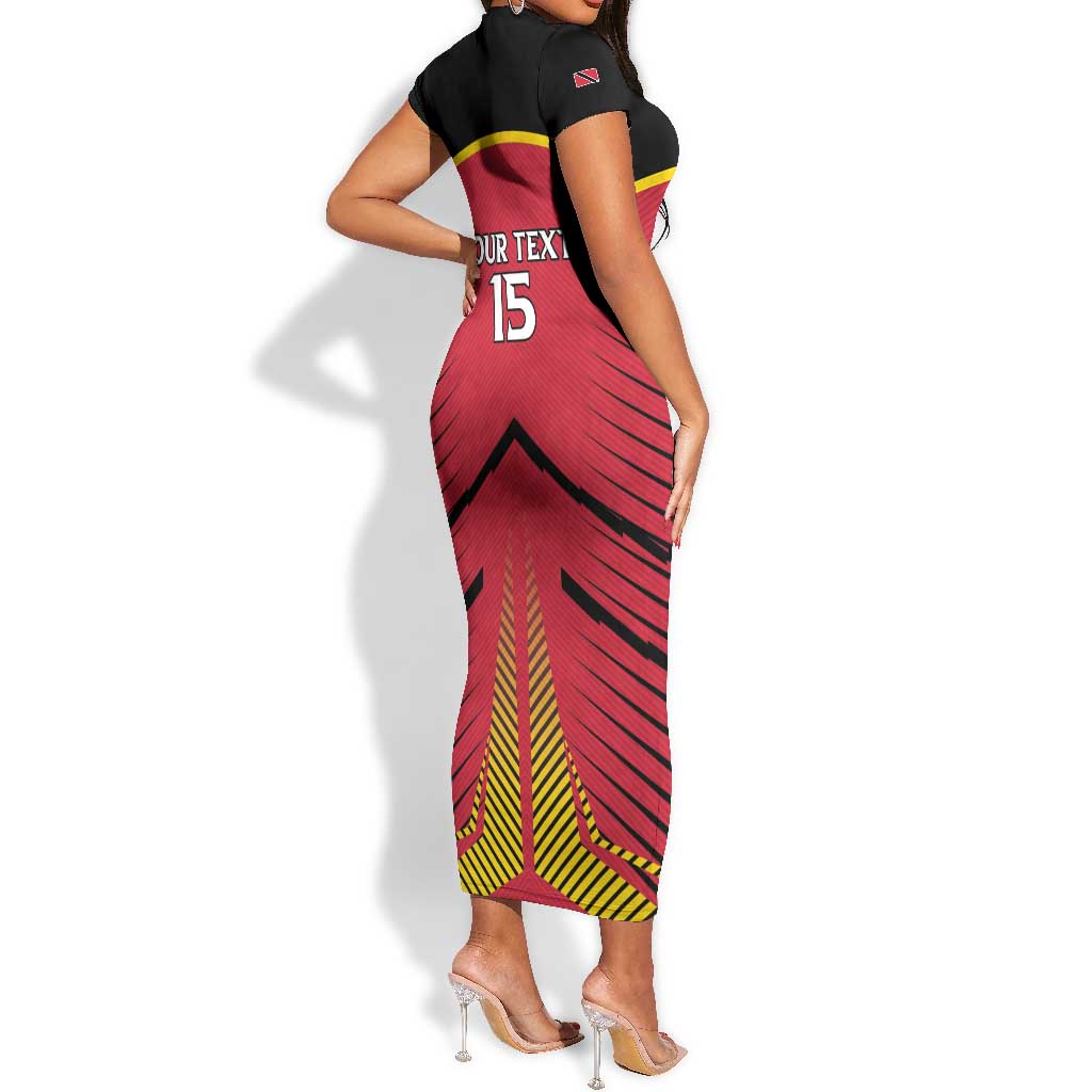 Trinidad and Tobago Cricket Custom Short Sleeve Bodycon Dress Trinbago Strong - African Pride