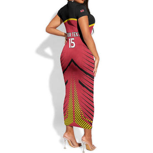 Trinidad and Tobago Cricket Custom Short Sleeve Bodycon Dress Trinbago Strong - African Pride