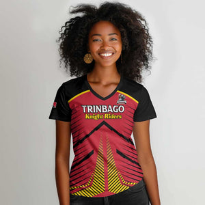 Trinidad and Tobago Cricket Custom Women V-Neck T-Shirt Trinbago Strong - African Pride