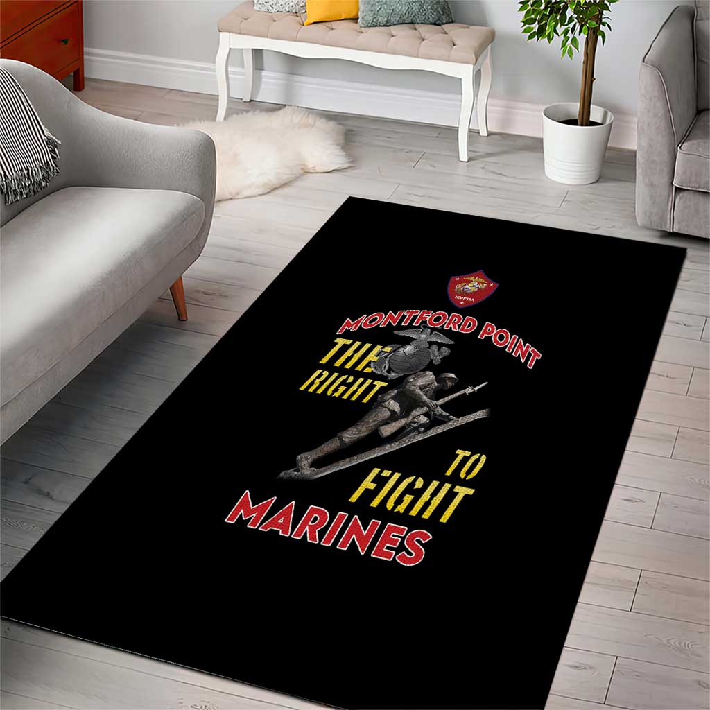 African American Heroes Area Rug Montford Point Marines - Black - African Pride