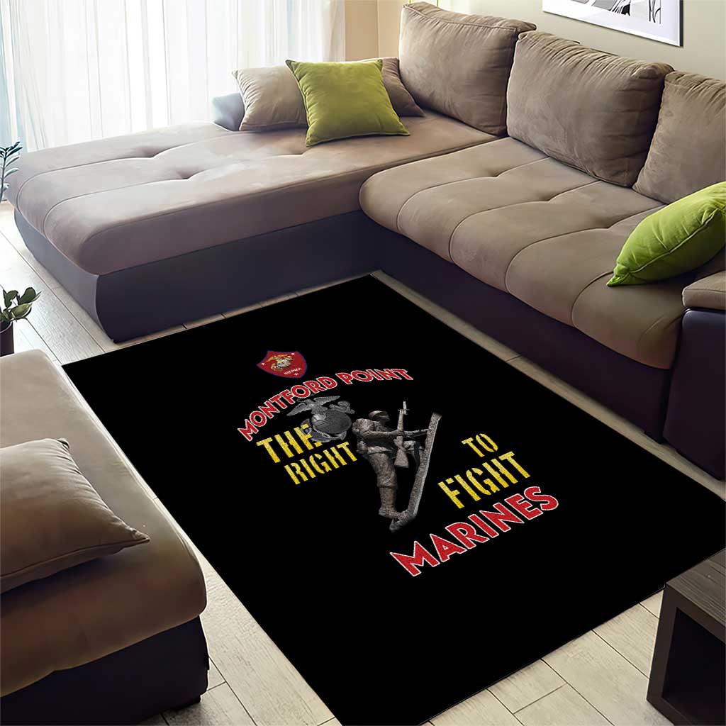 African American Heroes Area Rug Montford Point Marines - Black - African Pride