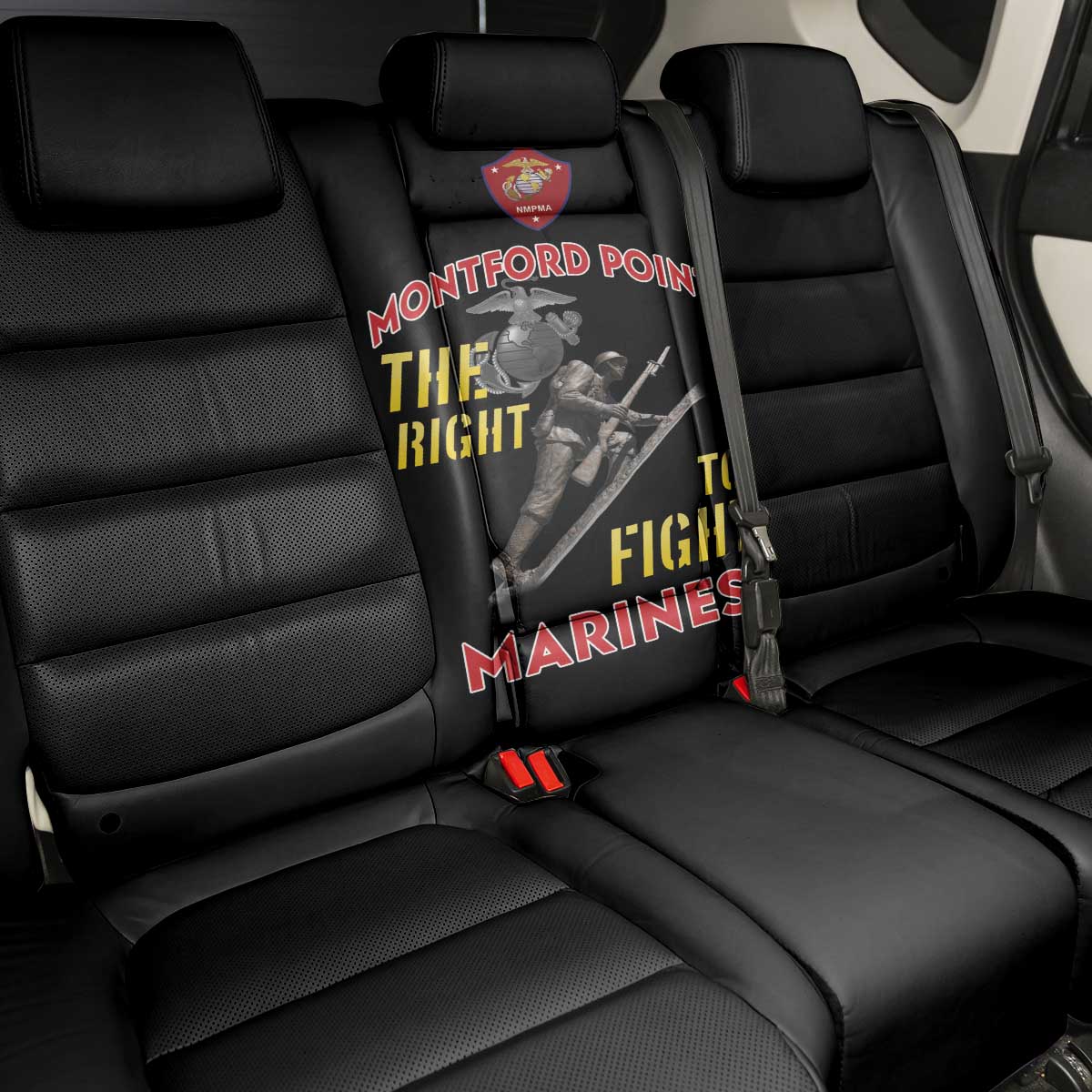 African American Heroes Back Car Seat Cover Montford Point Marines - Black - African Pride