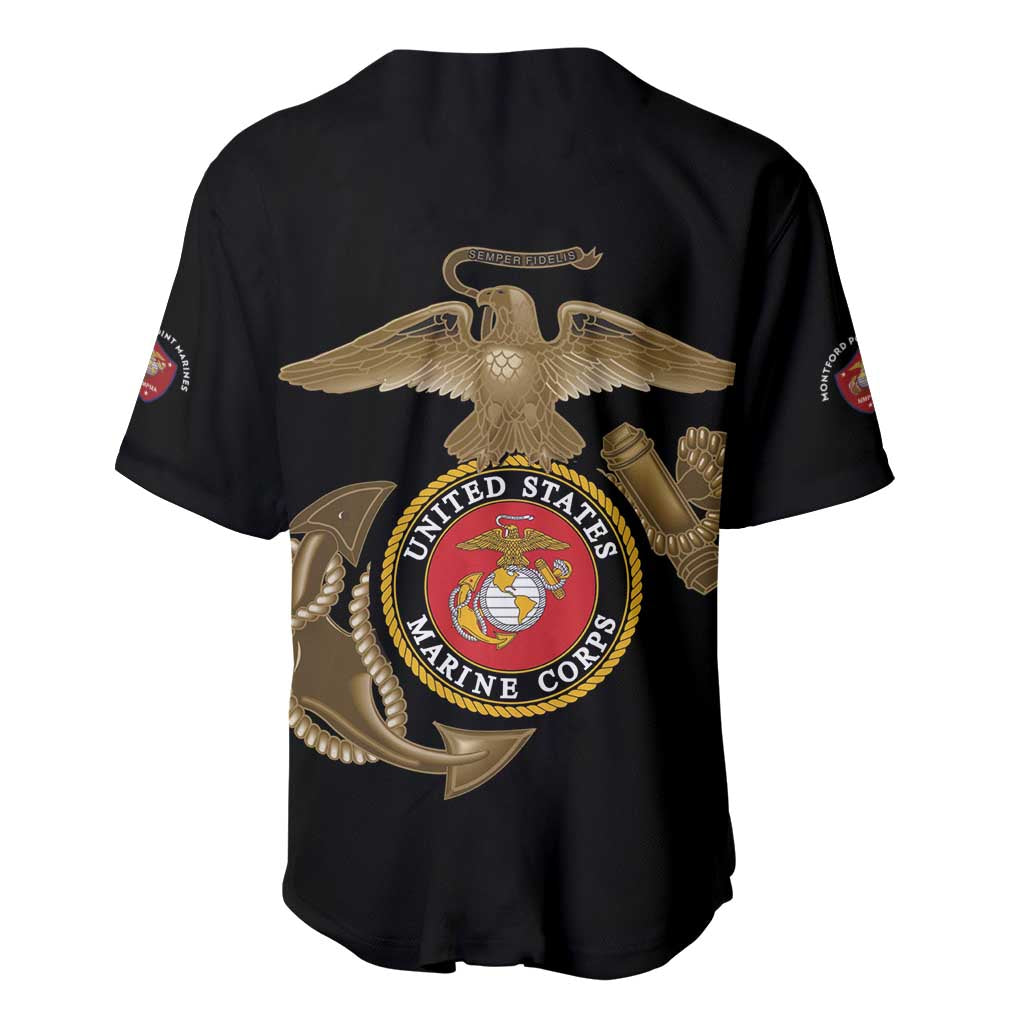 African American Heroes Baseball Jersey Montford Point Marines - Black - African Pride