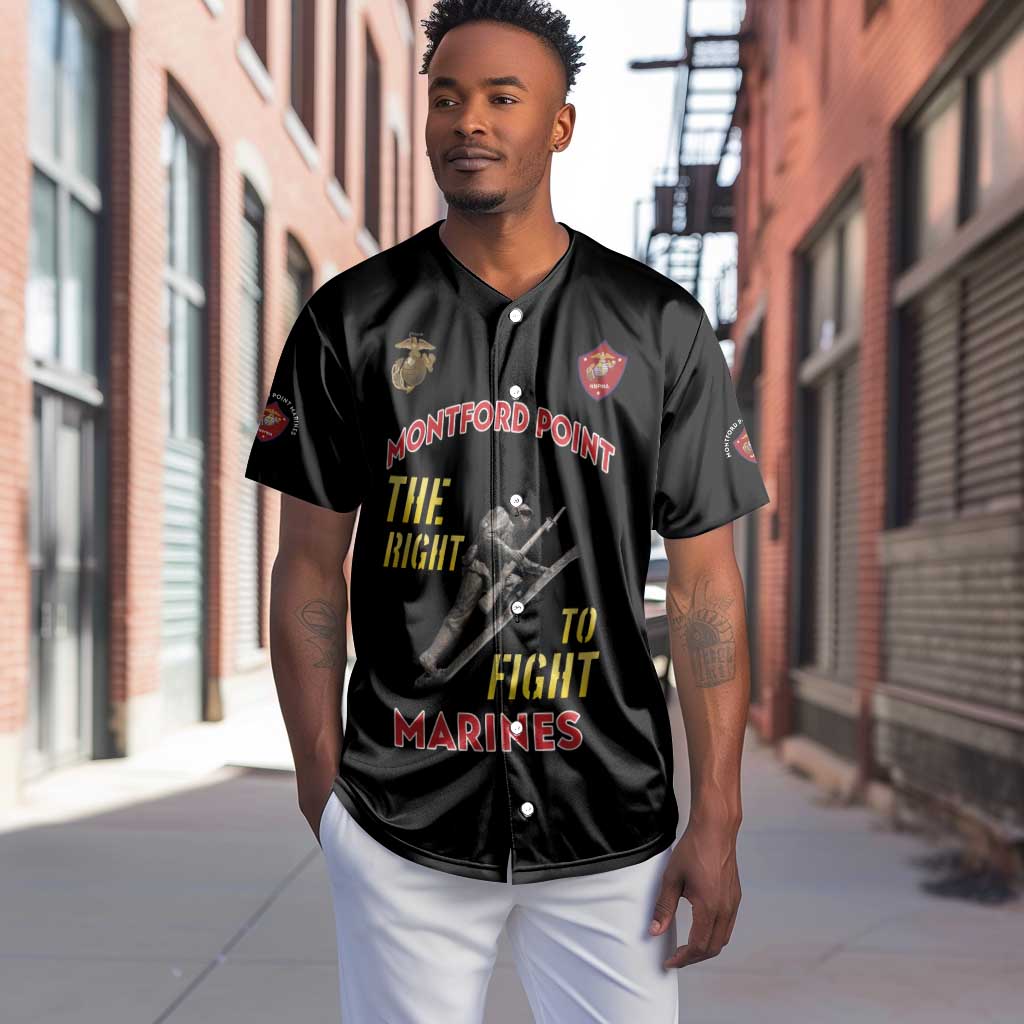 African American Heroes Baseball Jersey Montford Point Marines - Black - African Pride