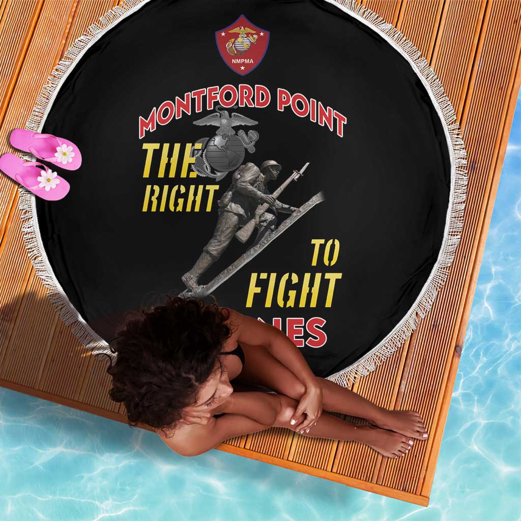 African American Heroes Beach Blanket Montford Point Marines - Black - African Pride