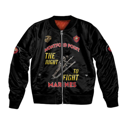 African American Heroes Bomber Jacket Montford Point Marines - Black - African Pride