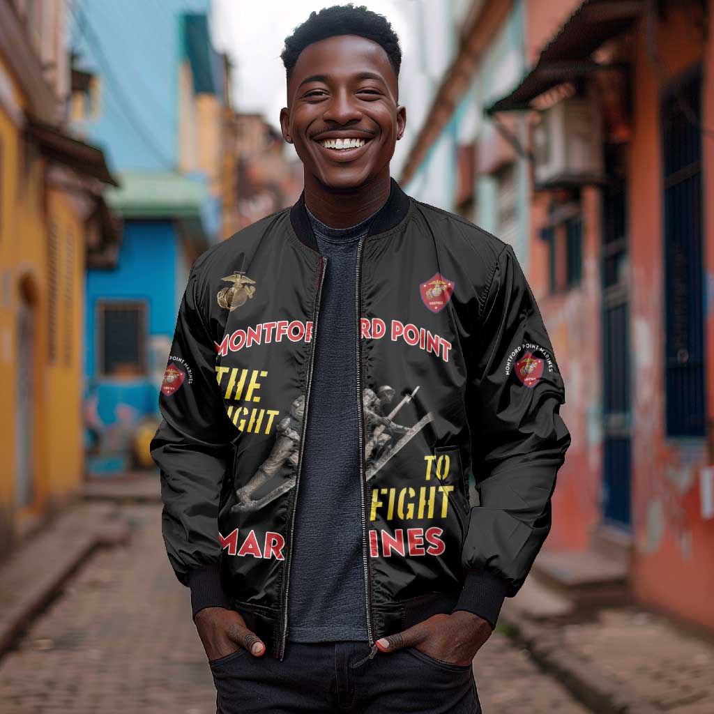 African American Heroes Bomber Jacket Montford Point Marines - Black - African Pride