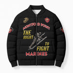 Montford Point Marines Bomber Puffer Jacket The Right To Fight - Black
