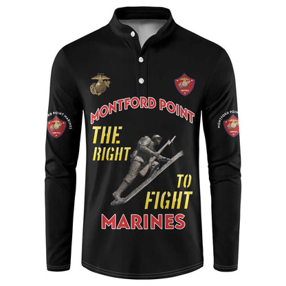 Montford Point Marines Button Sweatshirt The Right To Fight - Black