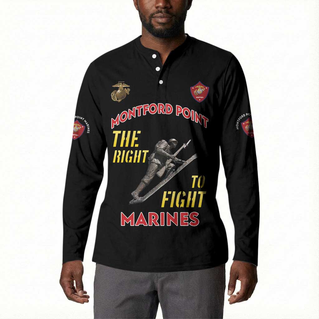 Montford Point Marines Button Sweatshirt The Right To Fight - Black