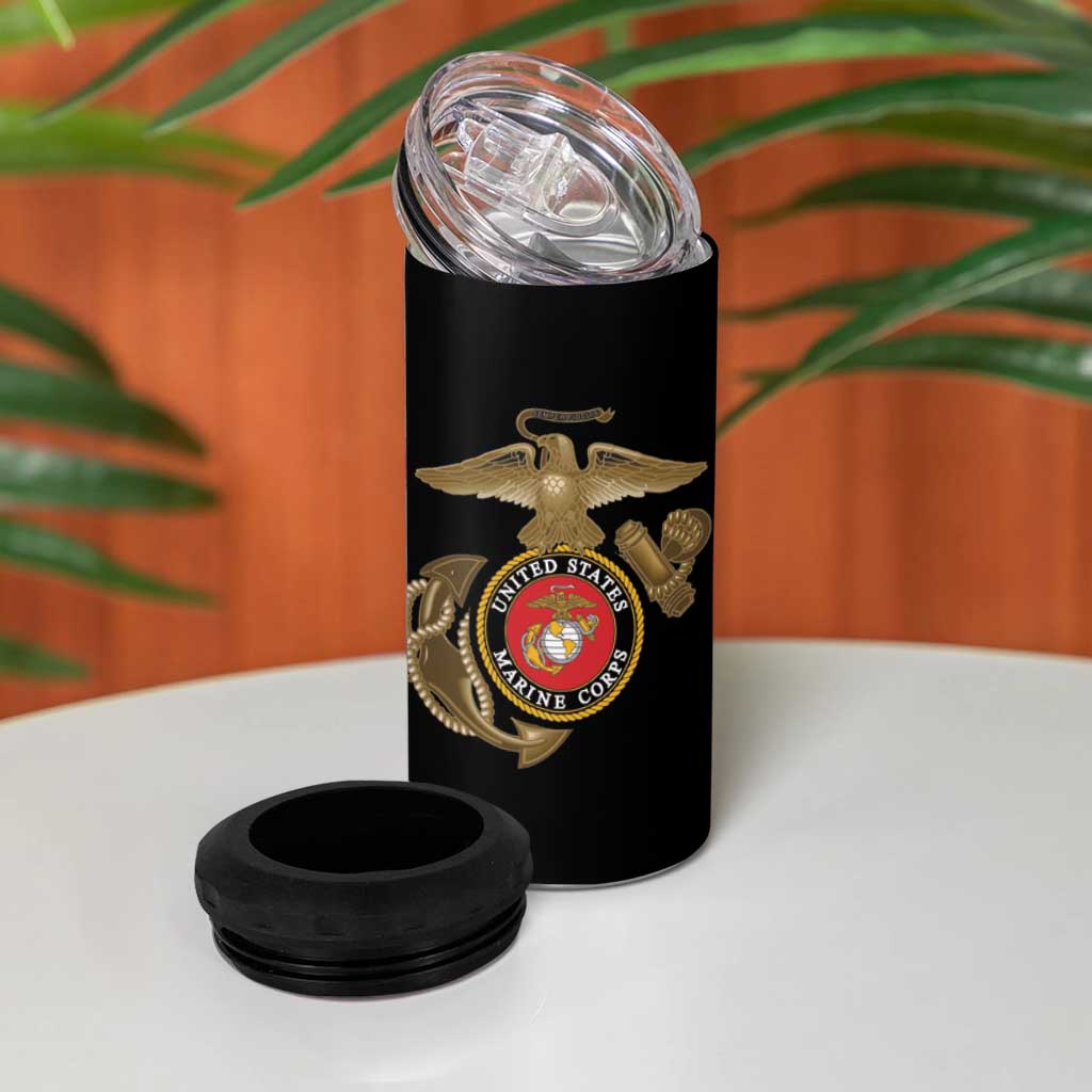 African American Heroes 4 in 1 Can Cooler Tumbler Montford Point Marines - Black - African Pride