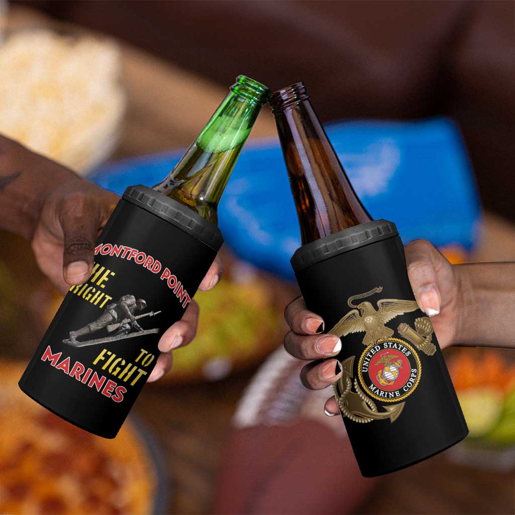 African American Heroes 4 in 1 Can Cooler Tumbler Montford Point Marines - Black - African Pride