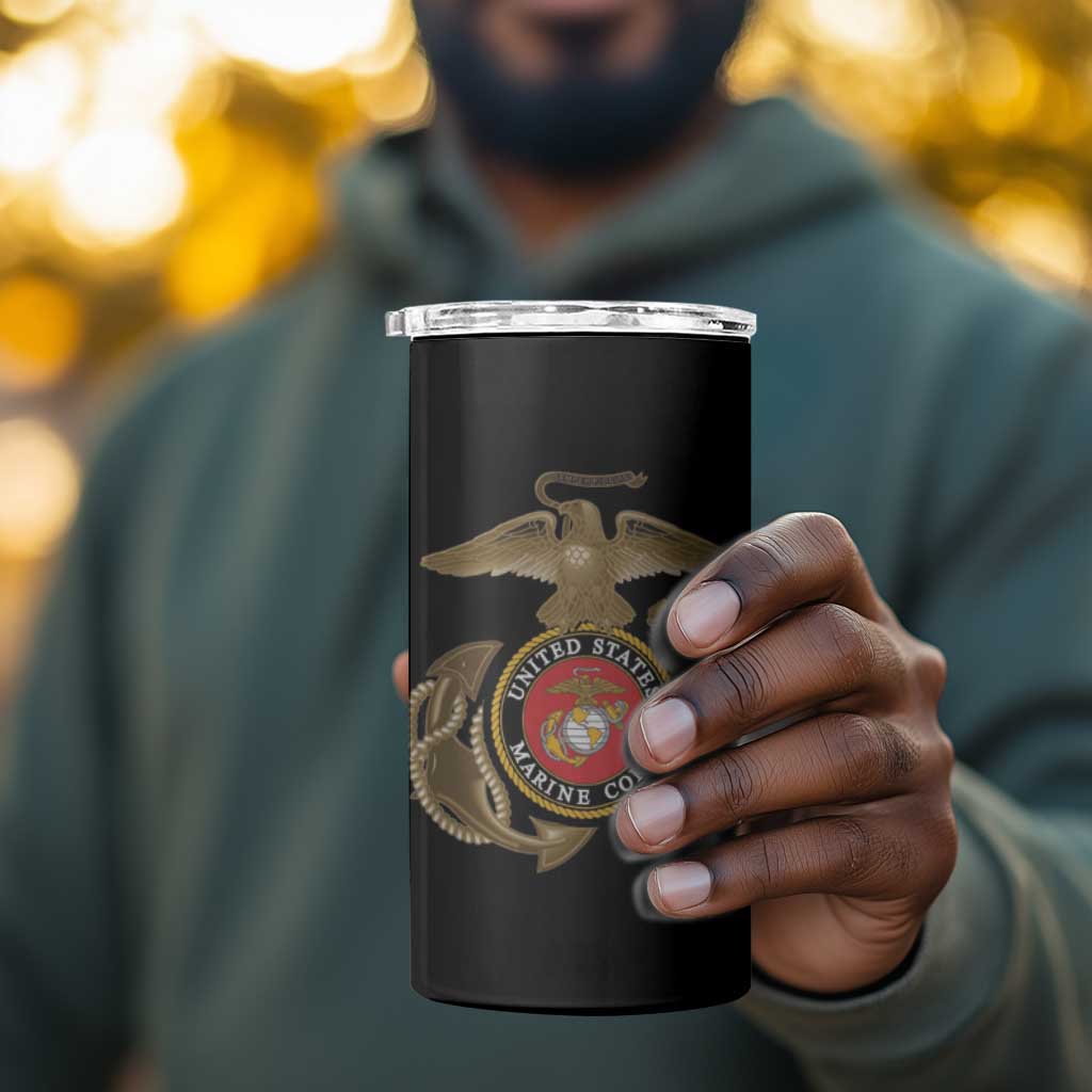 African American Heroes 4 in 1 Can Cooler Tumbler Montford Point Marines - Black - African Pride