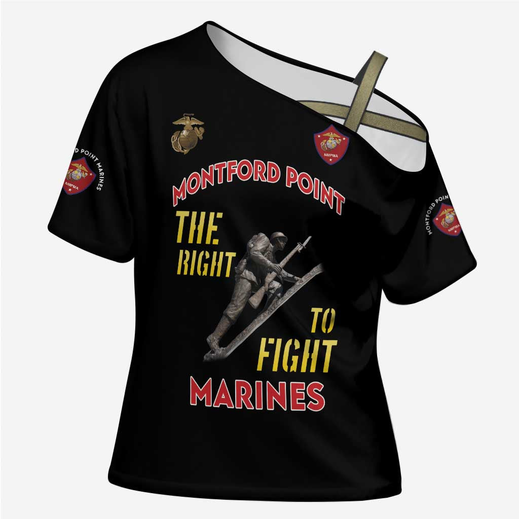 Montford Point Marines Cross Shoulder Shirt The Right To Fight - Black