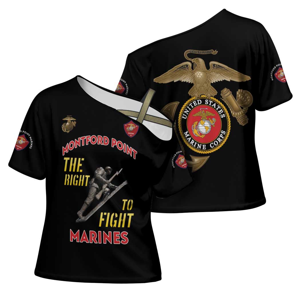 Montford Point Marines Cross Shoulder Shirt The Right To Fight - Black