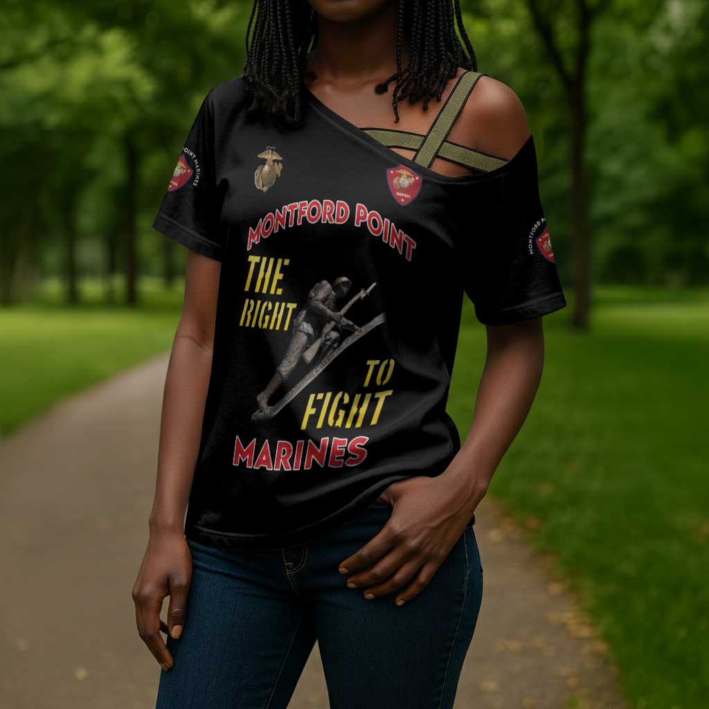 Montford Point Marines Cross Shoulder Shirt The Right To Fight - Black