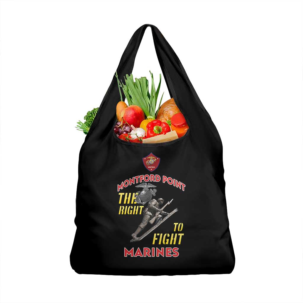 African American Heroes Grocery Bag Montford Point Marines - Black - African Pride