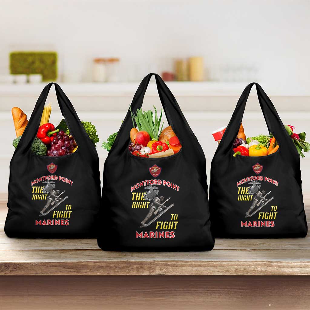 African American Heroes Grocery Bag Montford Point Marines - Black - African Pride